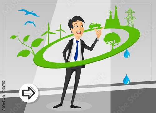 Young businessman working in organic company