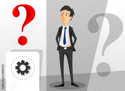 Young businessman looking for new solution concept