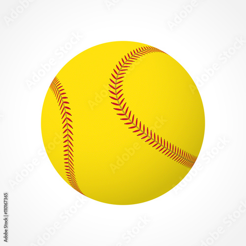 Realistic softball ball vector icon isolated on white background