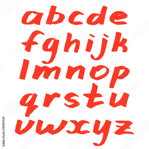 Lowercase alphabet set painted with a brush.