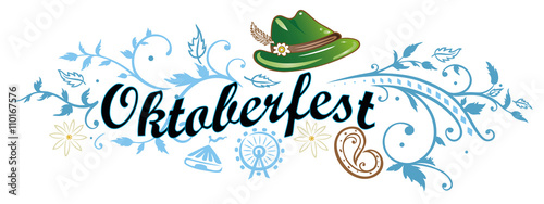 Oktoberfest Banner mit Hut, Brezel und Edelweiß
