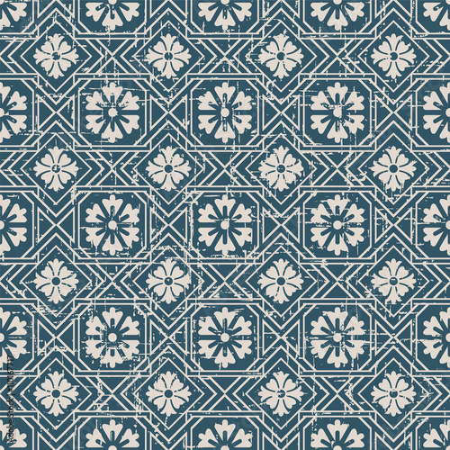 Seamless worn out vintage background 359_square check cross frame flower 