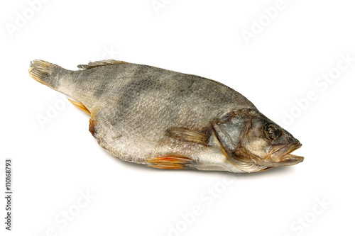 Dry dried fish isolated on white background.