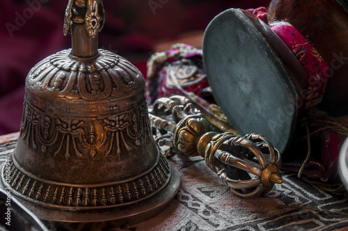 Buddhist religious Vajra Dorje and bell photo