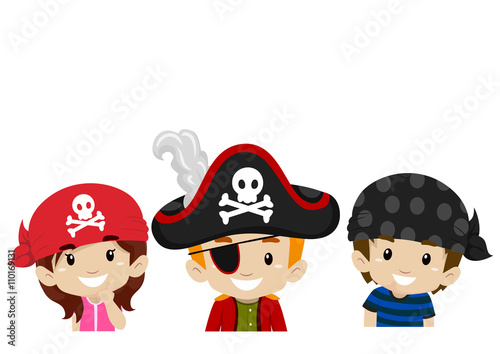 Vector Illustration of Pirate Kids Head