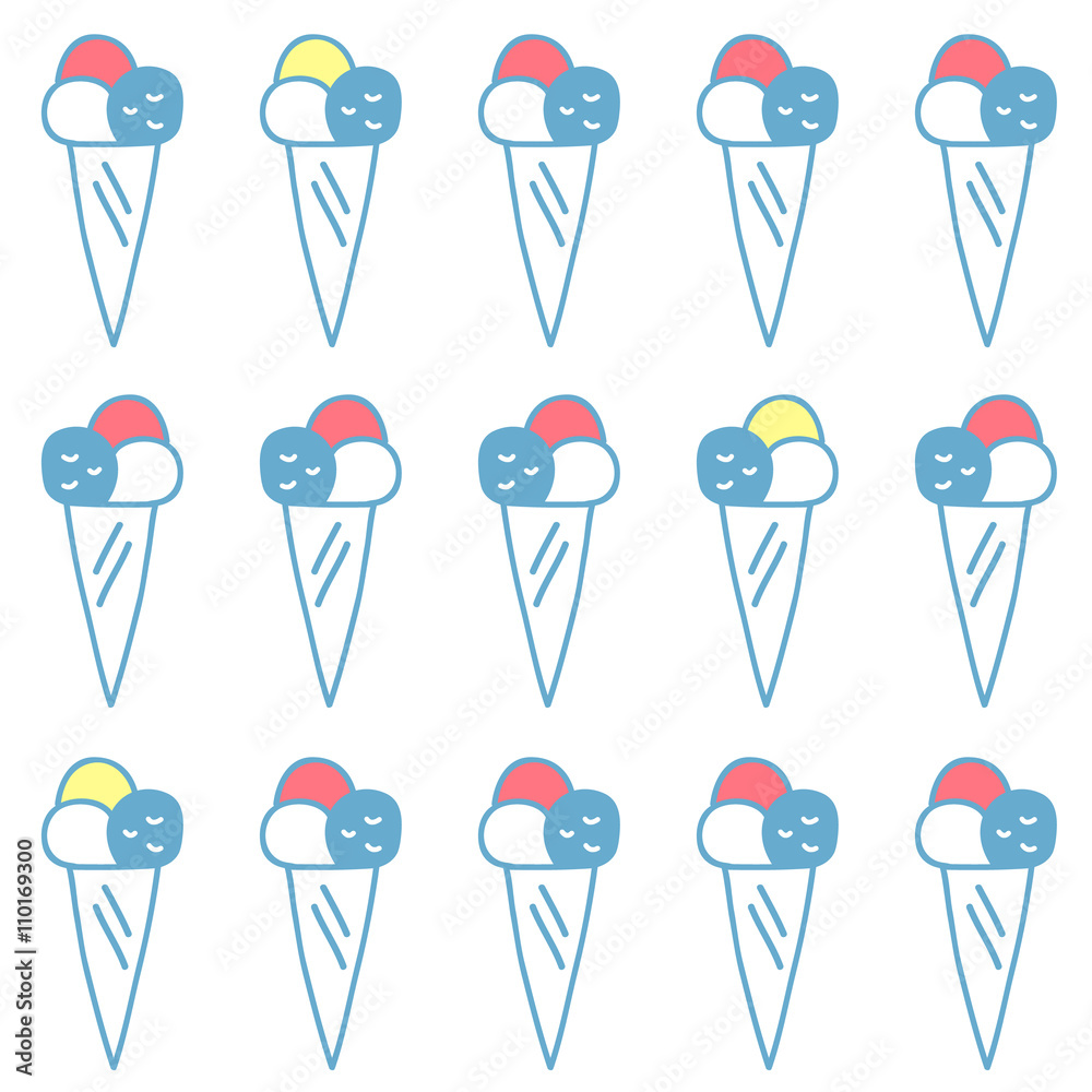 Ice cream seamless pattern. Vector flat illustration for wrapping, fabric, wallpaper Ice cream seamless pattern. Vector flat illustration for wrapping, fabric, wallpaper