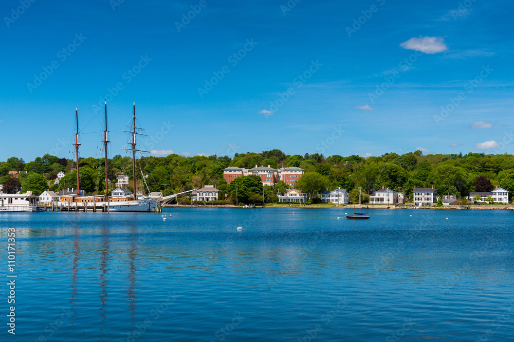 Tall sailship at Mystic Seaport, Connecticut, New England, USA.