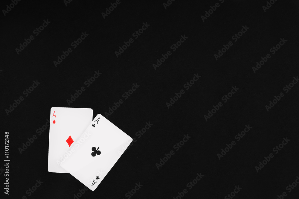 Pockets Aces with black of felt background for textcopy
