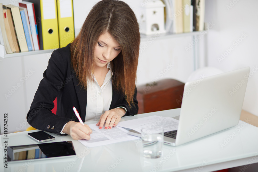 businesswoman working in office businesswoman working in office
