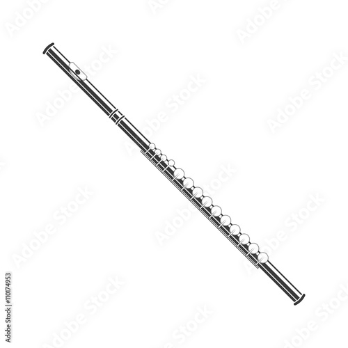 Fotografia, Obraz Wood flute vector. Isolated On White Background.