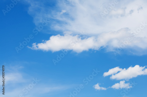 Blue sky background with white clouds. Summertime landscape