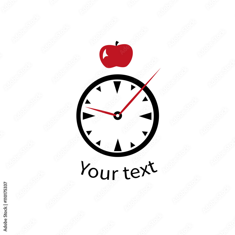 Black clock and apple Black clock and apple