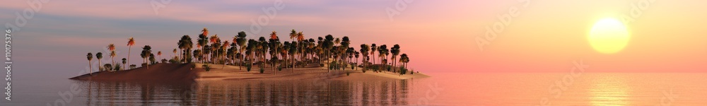 Obraz premium sea sunset on a tropical island, banner, 