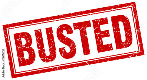 busted red grunge square stamp on white