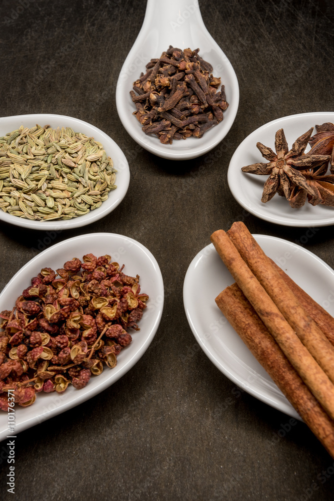 Five Spice Spoon Circle Cinnamon and Szechuan Peppercorns