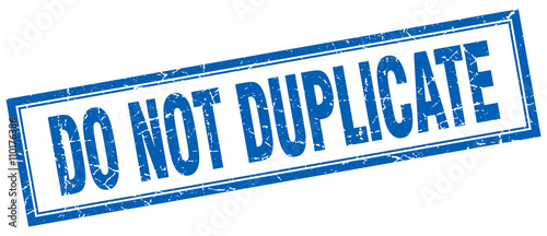 do not duplicate blue grunge square stamp on white