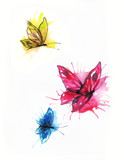 Abstract butterflies. watercolor illustration