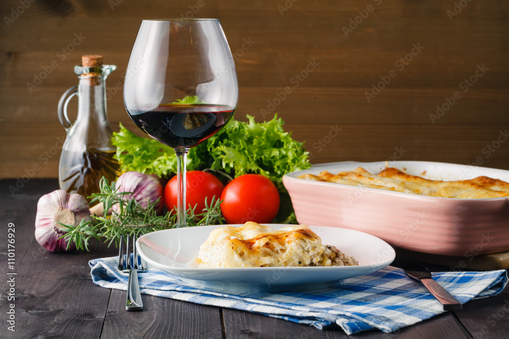 mediterranean dinner with lasagne
