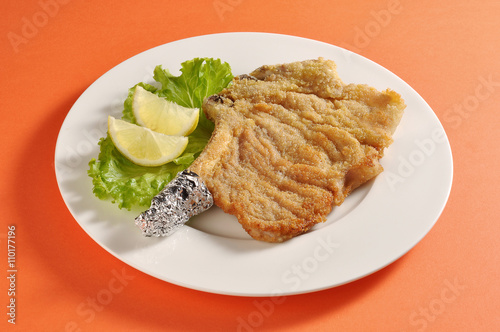 Fotografie, Obraz Plate with breaded cutlet Milanese