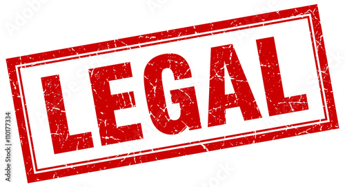 legal red grunge square stamp on white