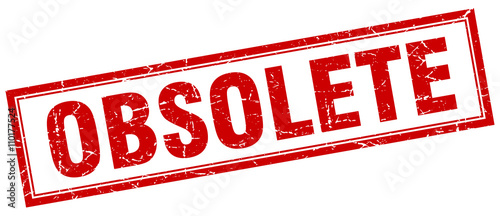 obsolete red grunge square stamp on white