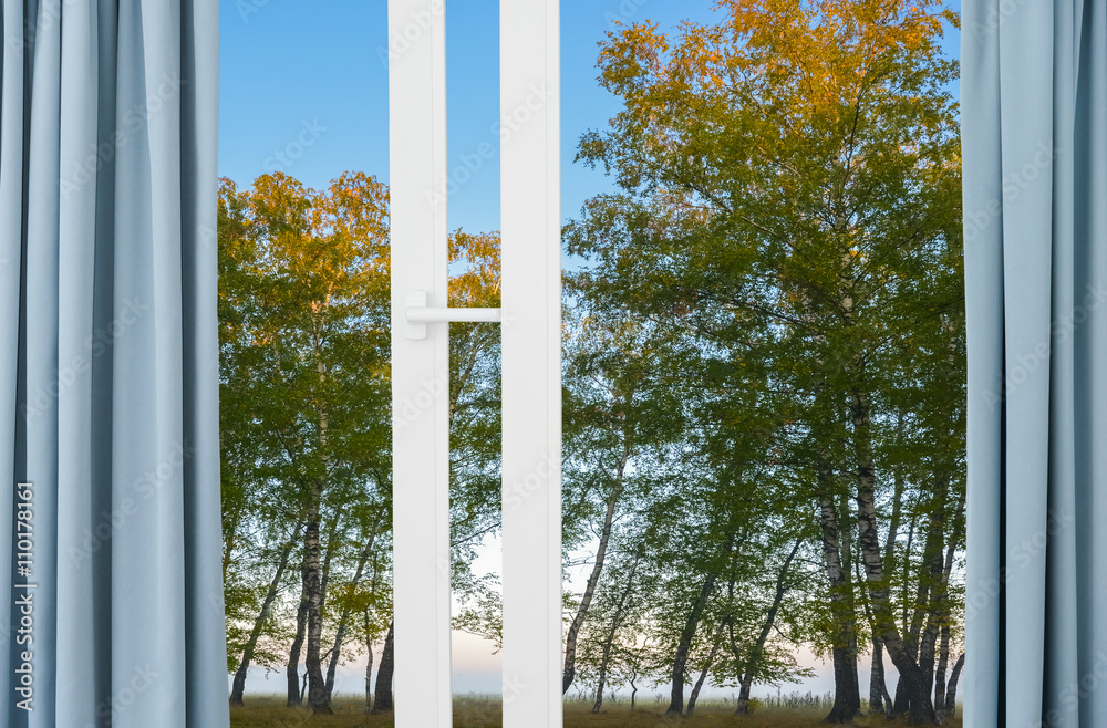 nature landscape with view through window nature landscape with view through window