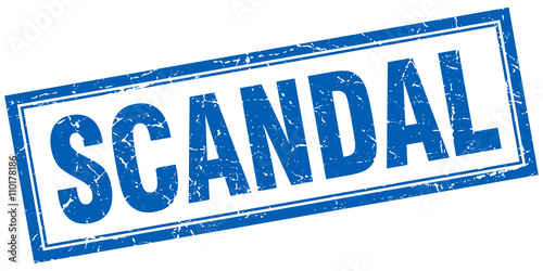 scandal blue grunge square stamp on white