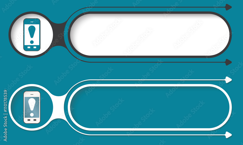 Two abstract buttons with arrows and smart phone Two abstract buttons with arrows and smart phone