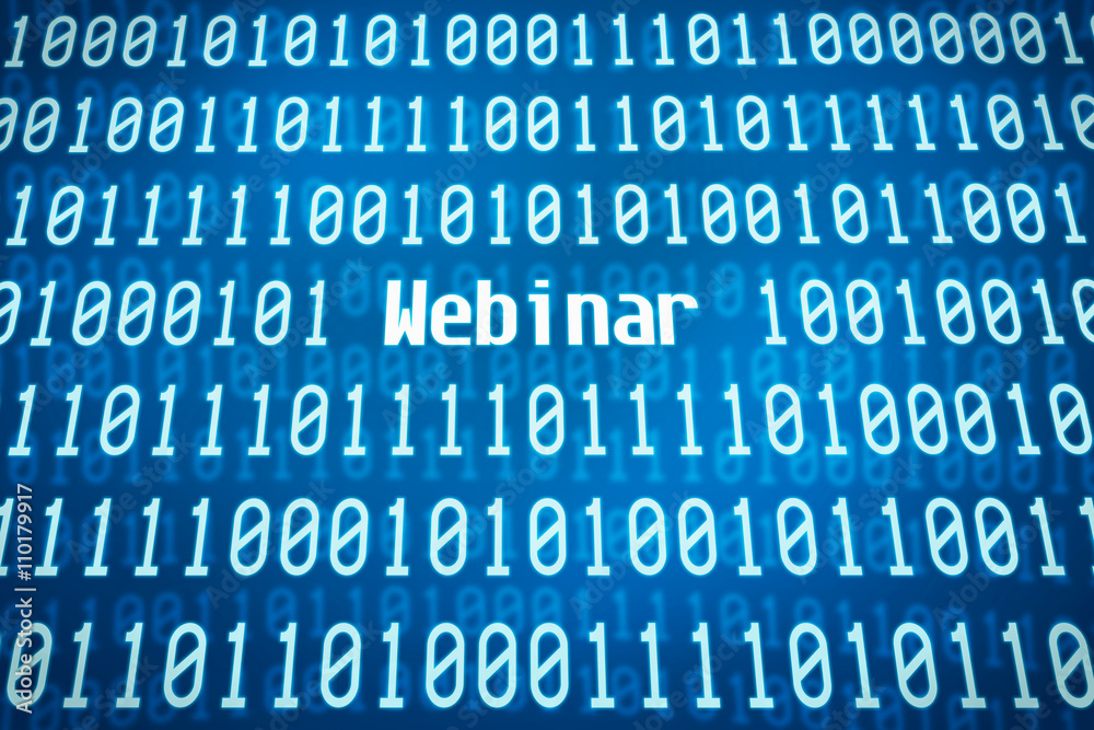 Binary code with the word Webinar in the center Binary code with the word Webinar in the center