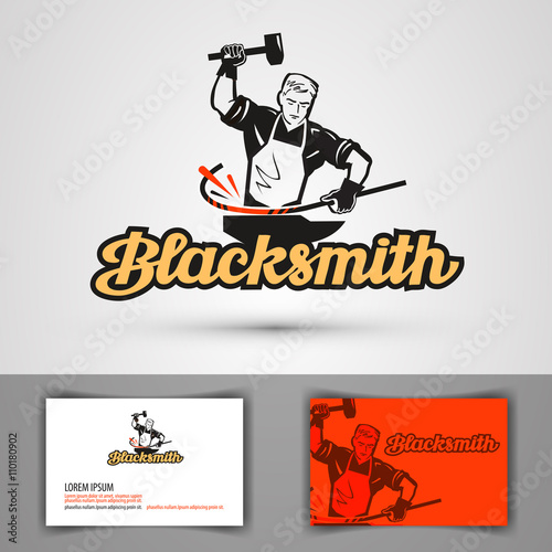 blacksmith vector logo. smithy or farrier, forge icon