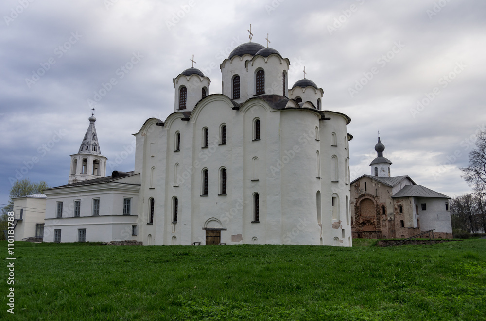 St. Nicholas Cathedral in Yaroslav's Courtyard (Court)  in Veliky Novgorod, Russia. No people