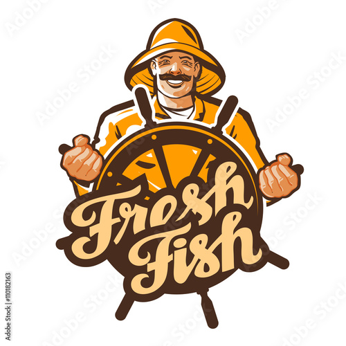fisherman vector logo. fisher, angler or fishing icon