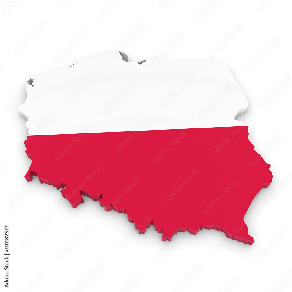 Fototapeta Mapa 3D Mapa Polski z flagą Polski