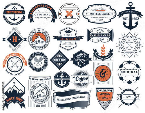 Vintage Insignias and logotypes set. Vector design elements, log