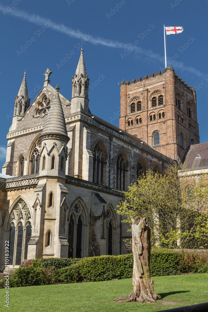 St Albans Cathedral viewed from the Vintry Garden