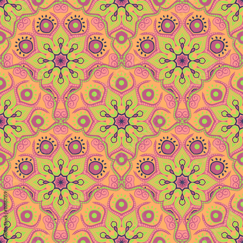 Seamless pattern with beautiful Mandalas. Vector illustration