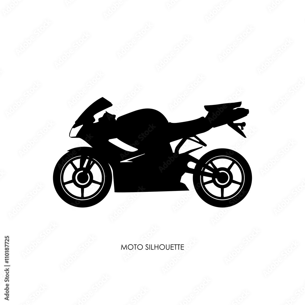 Fototapeta premium Black silhouette of a sports bike on a white background