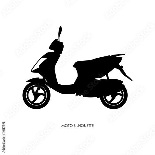 Black silhouette of city motorcycle on a white background