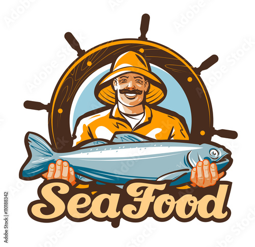 seafood vector logo. fishing or fresh fish icon