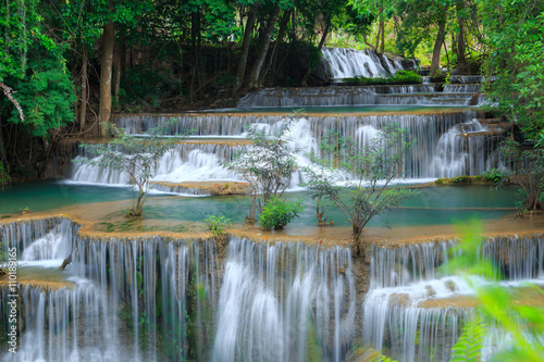 Fototapeta Naklejka Na Ścianę i Meble -  Huay Mae Kamin Waterfall, beautiful waterfall in rainforest, Kanchanaburi province, Thailand