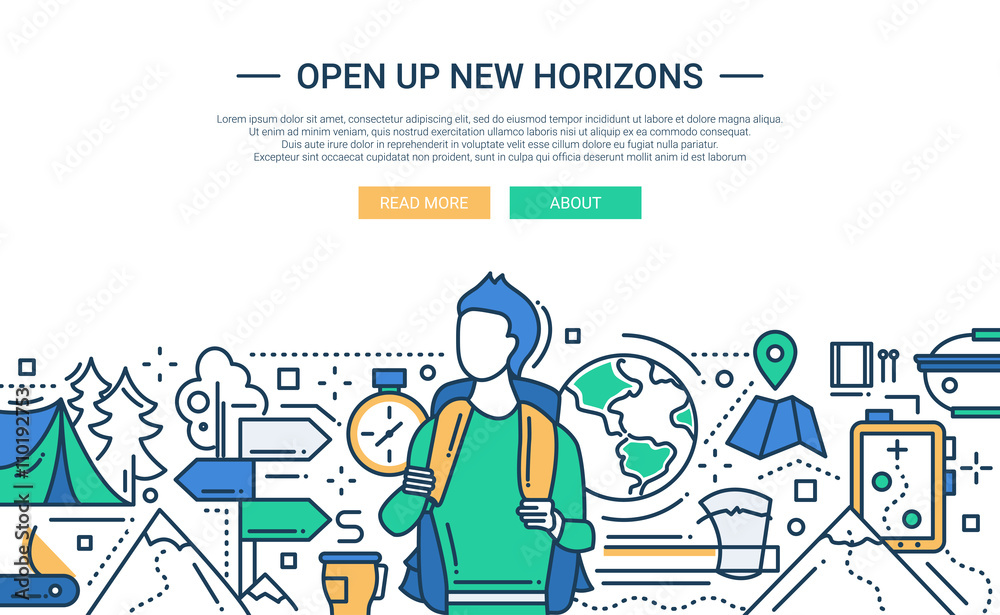 Open Up New Horizons - line design website banner Open Up New Horizons - line design website banner
