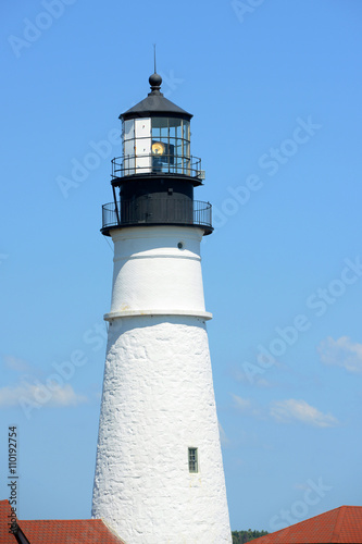 Portland Head Lighthouse and keepers  house in summer  Cape Elizabeth  Maine  USA