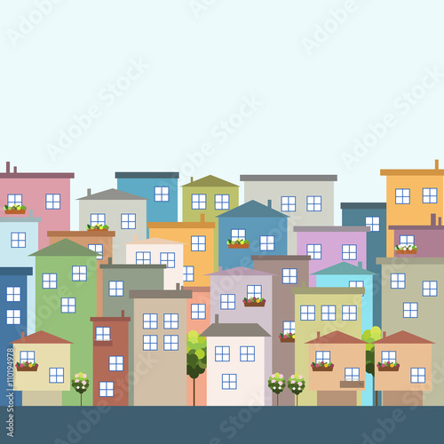 Colorful Houses For Rent / Sale. Real Estate Concept