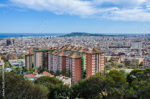 The city center from Turo del Rovira in Barcelona, Spain