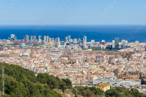 Panoramic view from Turo del Rovira in Barcelona, Spain