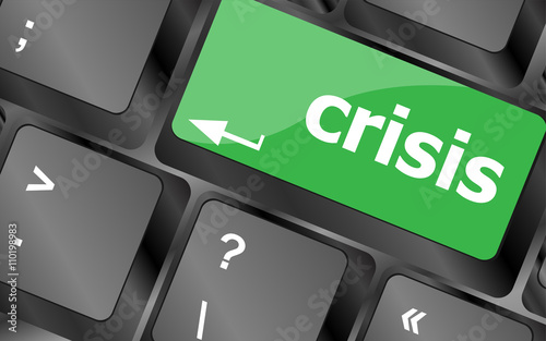 crisis risk management key showing business insurance concept. Keyboard keys icon button vector