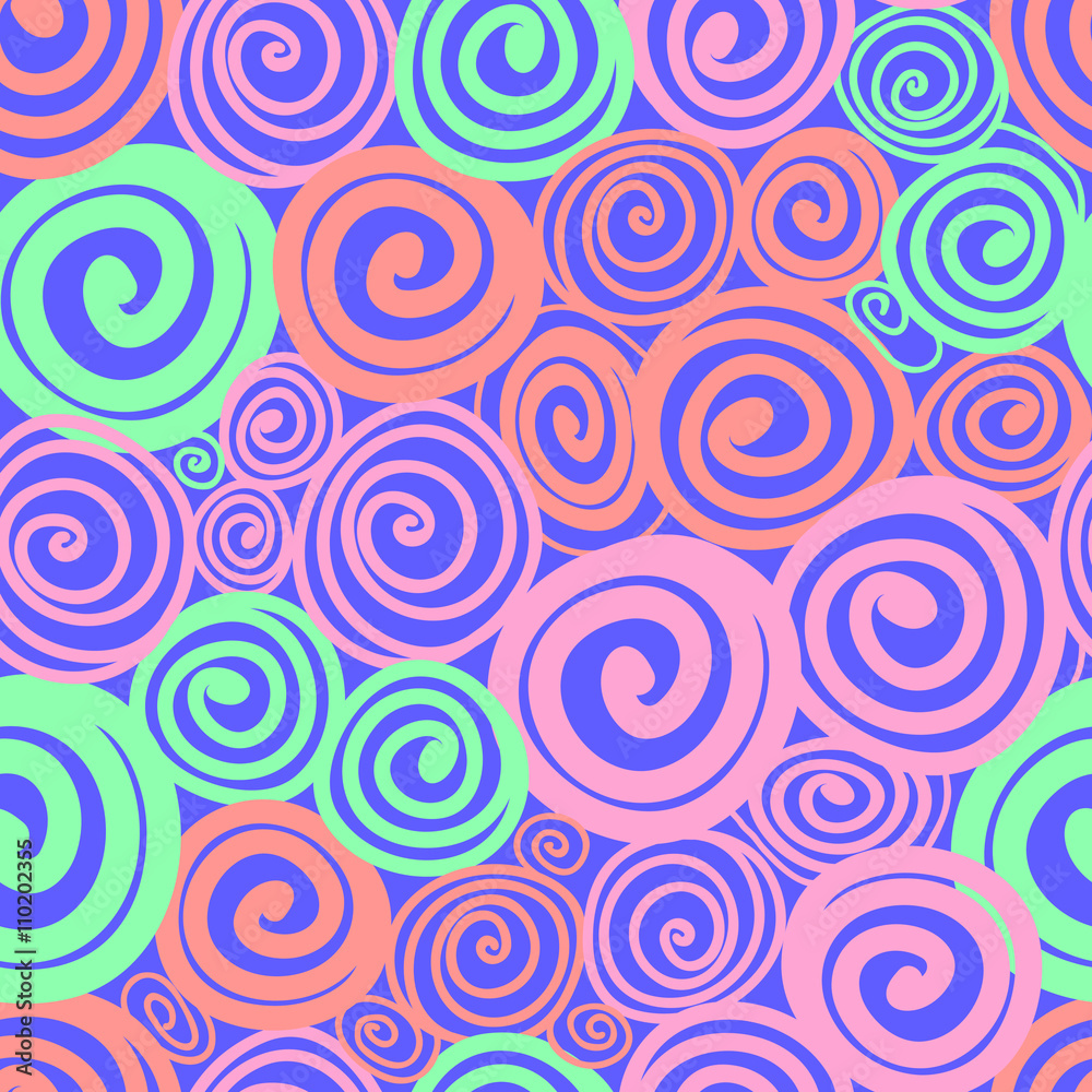 bright swirling pattern of colored circles  