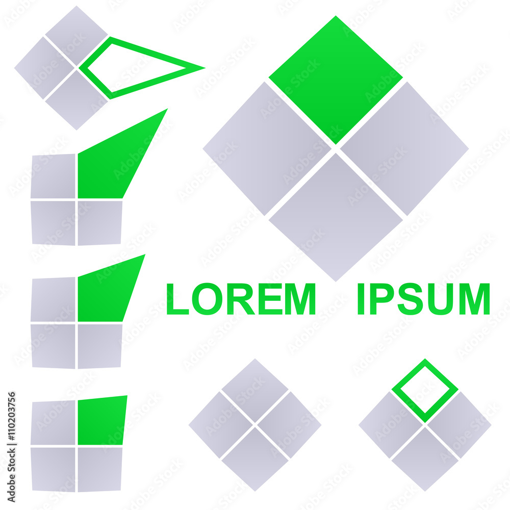 Green and grey square logo design set Green and grey square logo design set