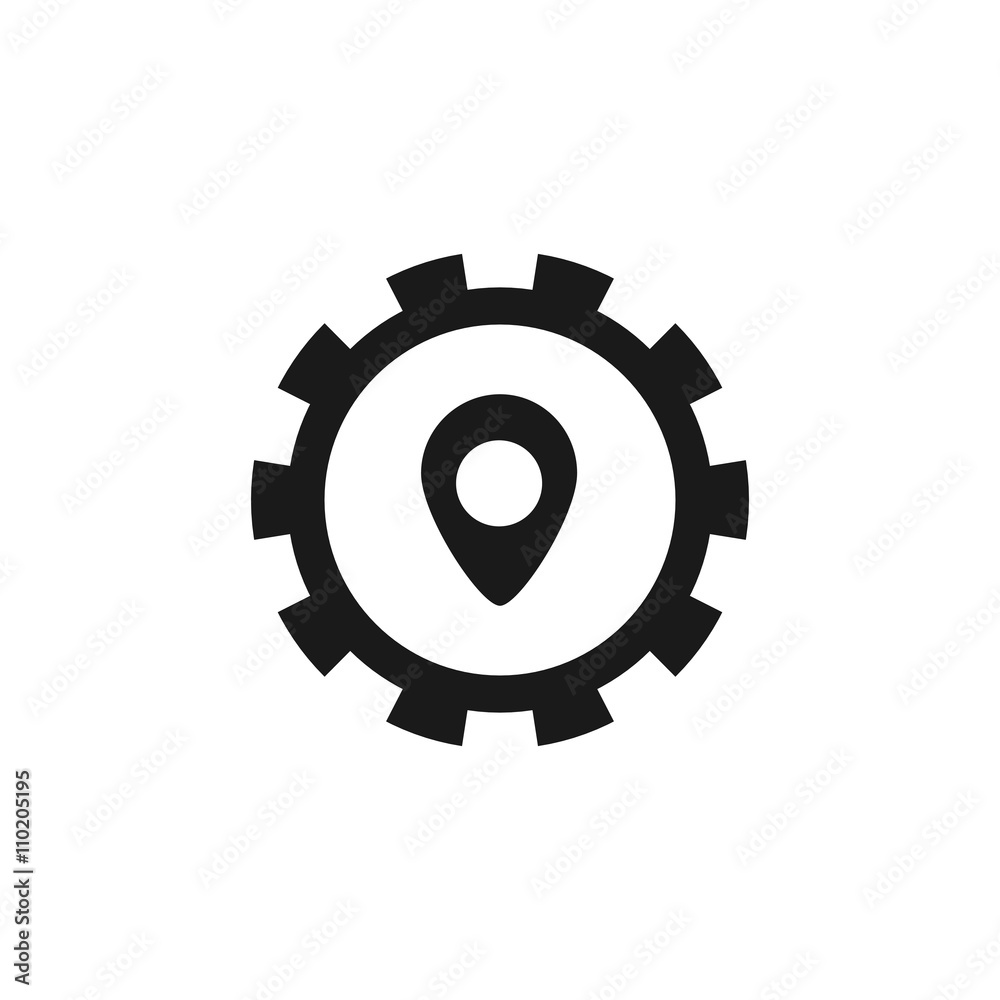 black cog pointer location computer icon black cog pointer location computer icon