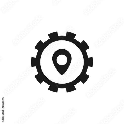 black cog pointer location computer icon